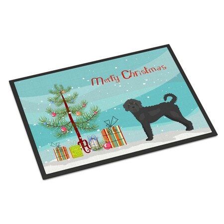 Carolines Treasures 24 x 36 in. Black Labradoodle Christmas Tree Indoor or Outdoor Mat CK3847JMAT